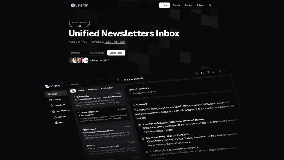 LaterOn - Newsletter aggregator and scheduler with AI summarization