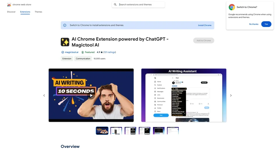 AI Chrome Extension powered by ChatGPT - Magictool AI - Chrome Web Store