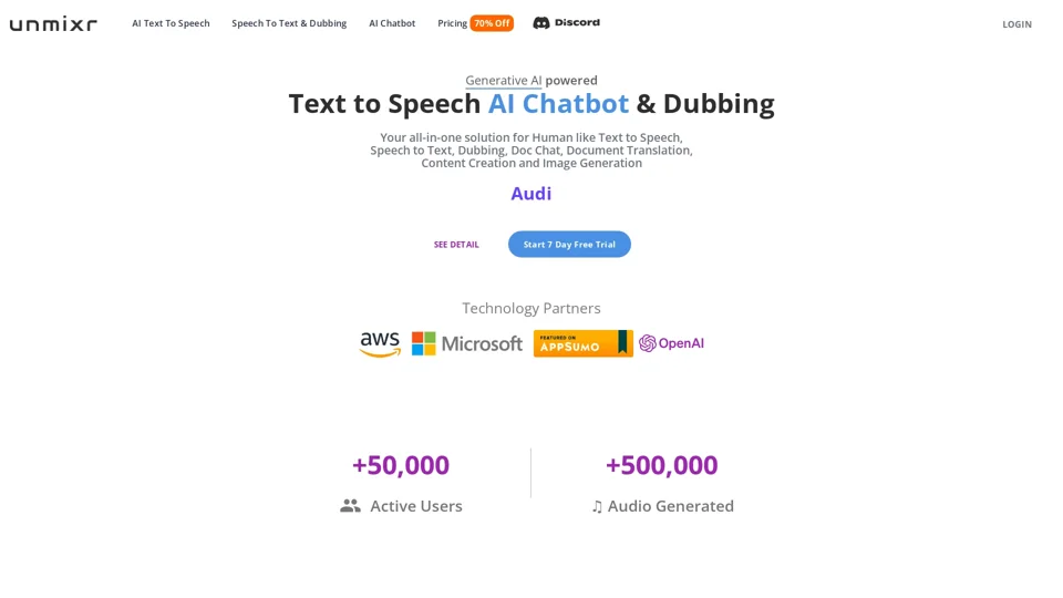 Realistic AI Text-to-Speech, Doc Translation, Multi-model chatbot, Dubbing, AI Image Generator and Copywriting