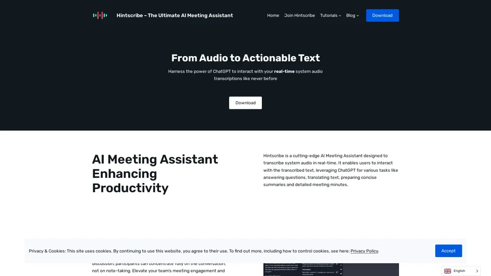 Hintscribe - The Ultimate AI Meeting Assistant - AI Meeting Assistant with Real-Time Transcription and ChatGPT