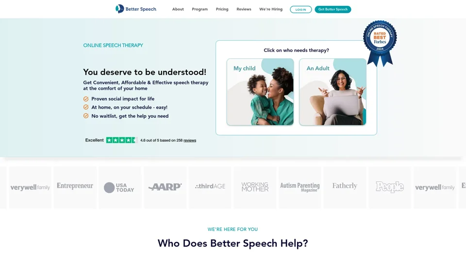 Better Speech Online Speech Therapy  | Get Started Today