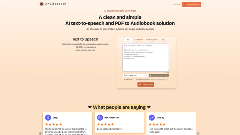 AI Text to Speech Online Converter with Realistic Voices | AnyToSpeech