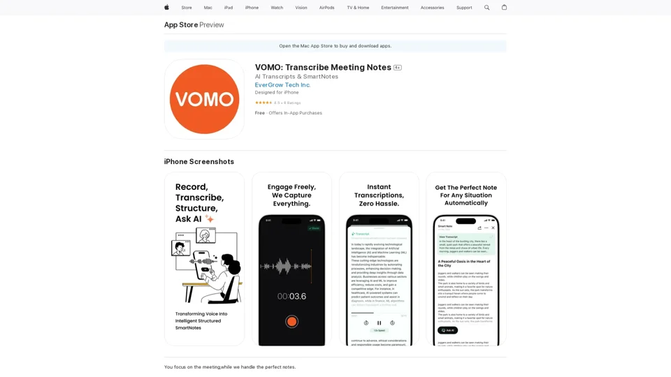 VOMO: Transcribe Meeting Notes on the App Store