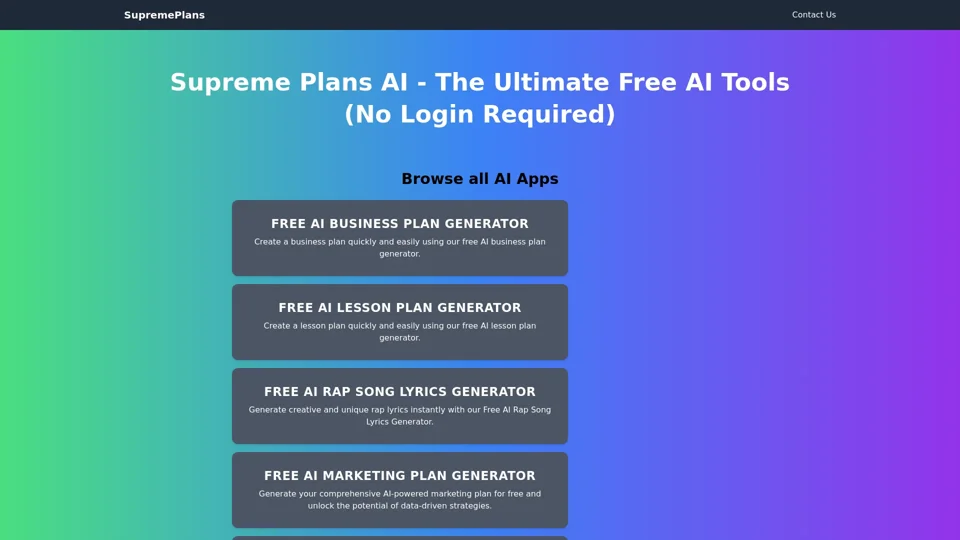 SupremePlans AI - Free AI Plan Generator