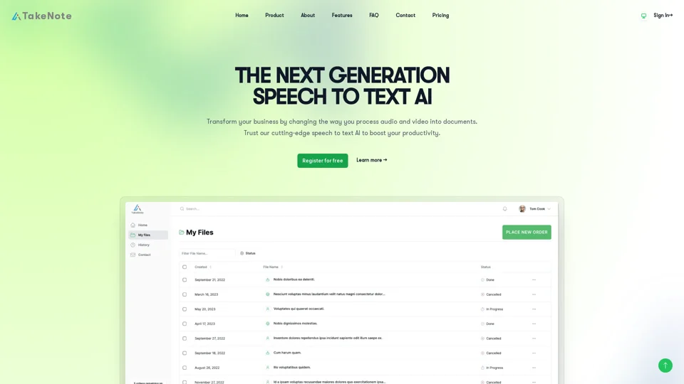 TakeNote | Transcribe and analyze Speech to Text AI