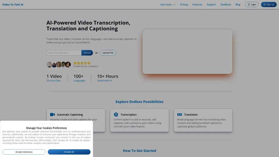 VideoToTextAI - Transcriptions, ChatGPT for Your Video and Audio | VideoToTextAI