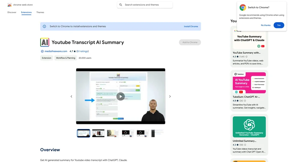 Youtube Transcript AI Summary - Chrome Web Store
