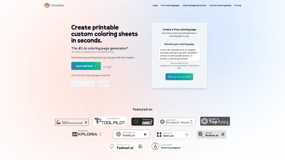The #1 AI Coloring Page Generator | ColorBliss