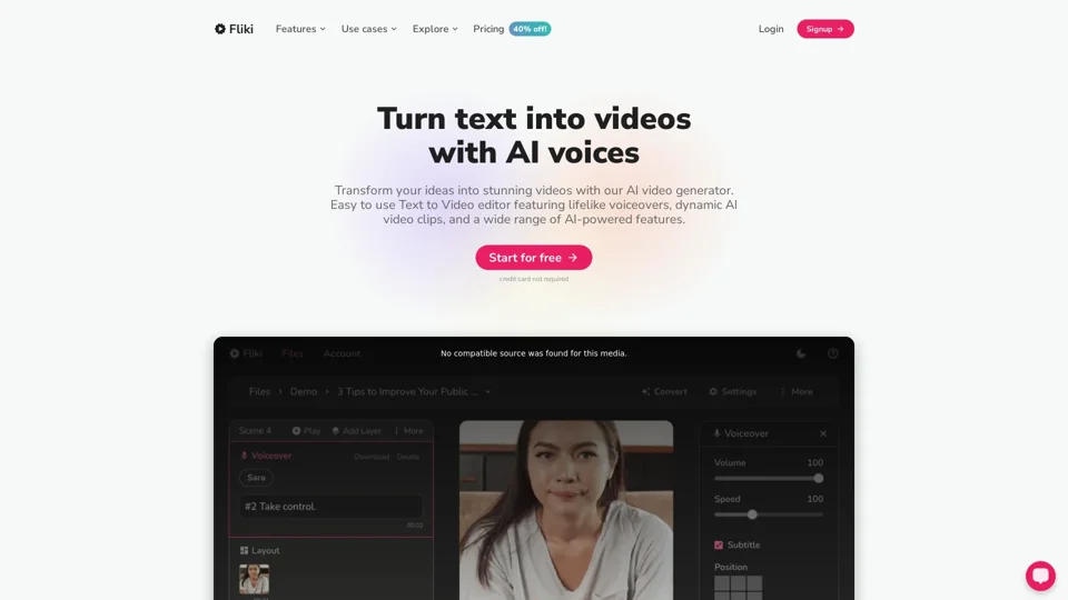 Fliki - Turn text into videos with AI voices