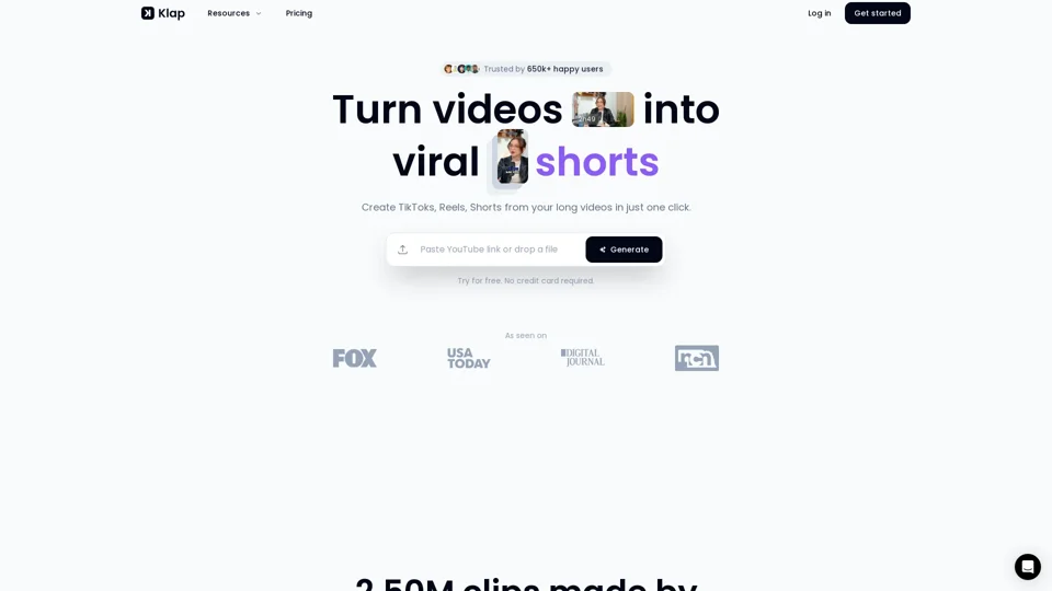 Klap | Turn videos into viral shorts