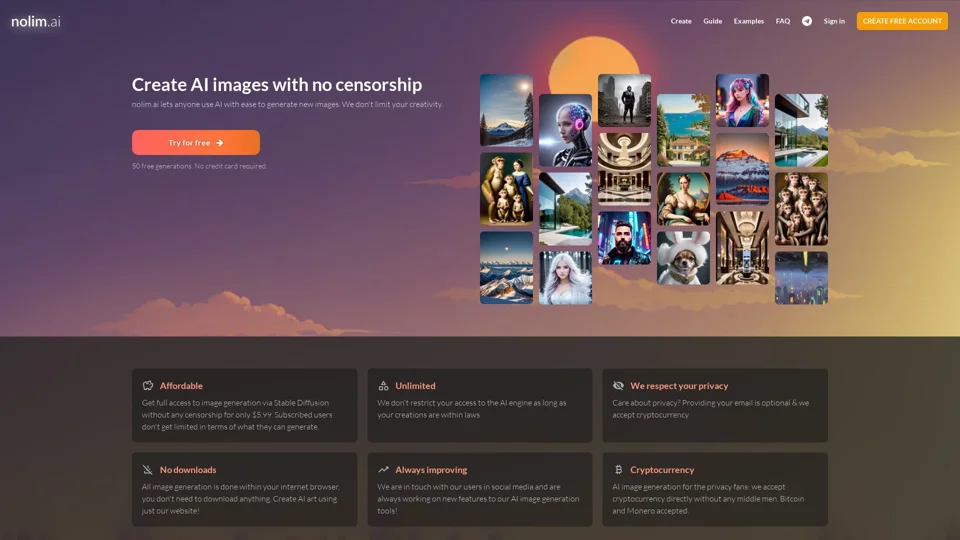 nolim.ai - Generate beautiful AI images