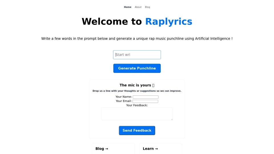 Raplyrics – Generate your rap music punchlines.