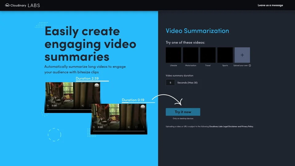 Video Summarization | Cloudinary Labs