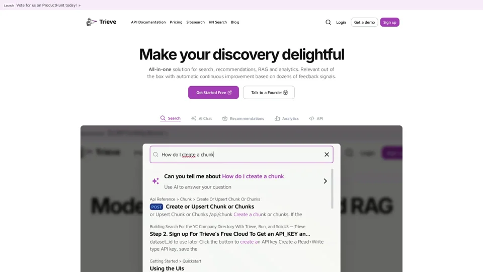 AI-First infrastructure API for search, recommendations, and RAG that combines language models with tools for fine tuning ranking and relevance