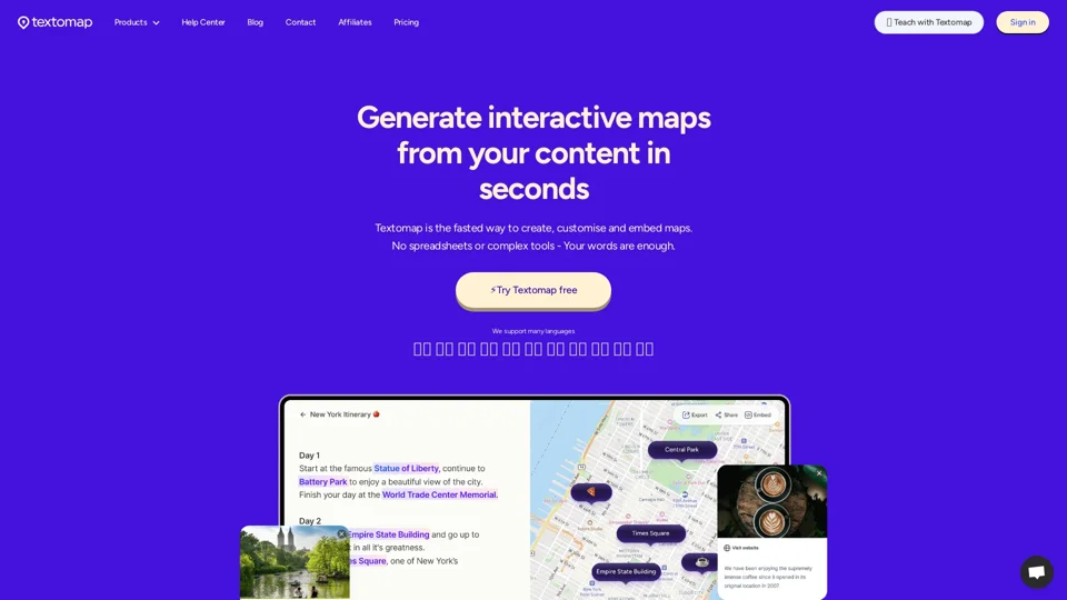 Textomap | Turn text into interactive maps in seconds