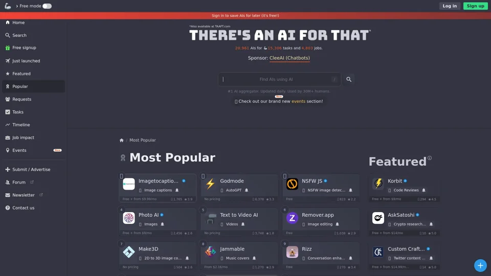 Popular AIs - There's An AI For That