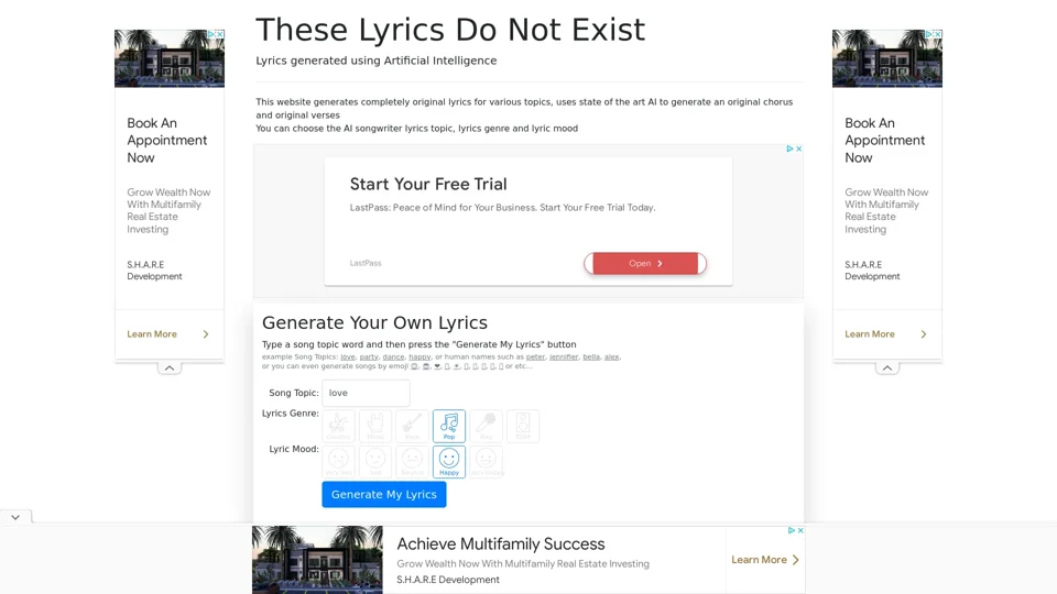 Artificial Intelligence Songwriter – These Lyrics Do Not Exist