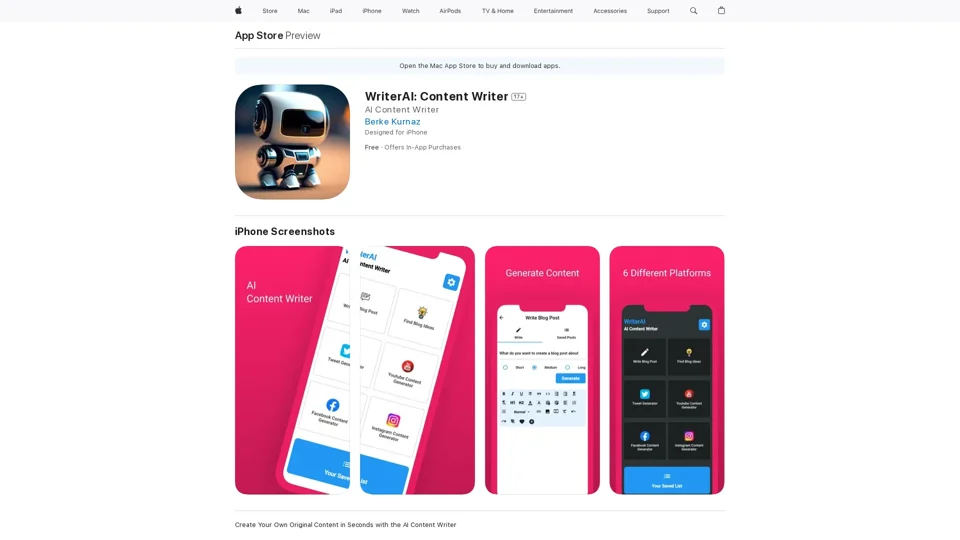 WriterAI: Content Writer on the App Store