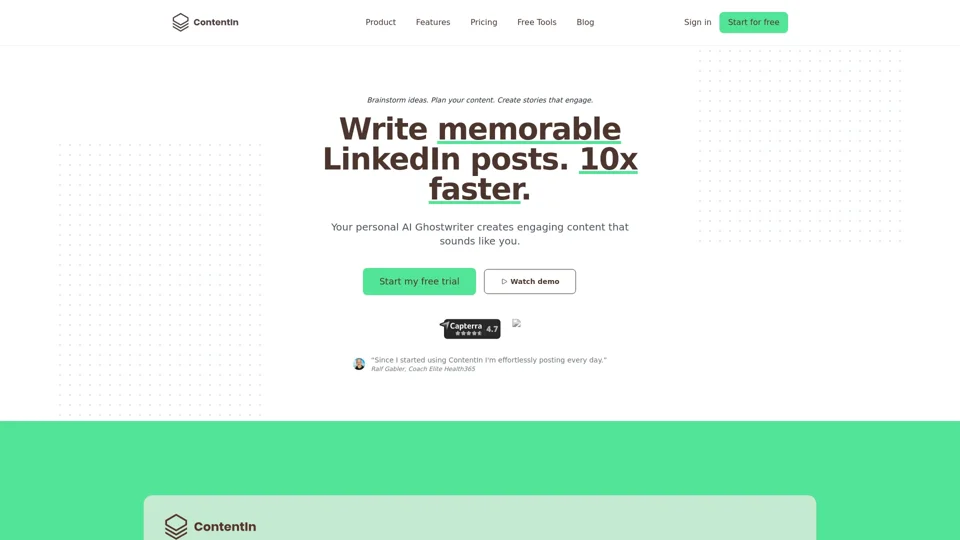 ContentIn – Write memorable LinkedIn posts. 10x faster. | ContentIn – Write better LinkedIn content. 10x Faster.
