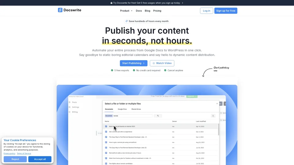 Export Google Docs to WordPress in 1-Click