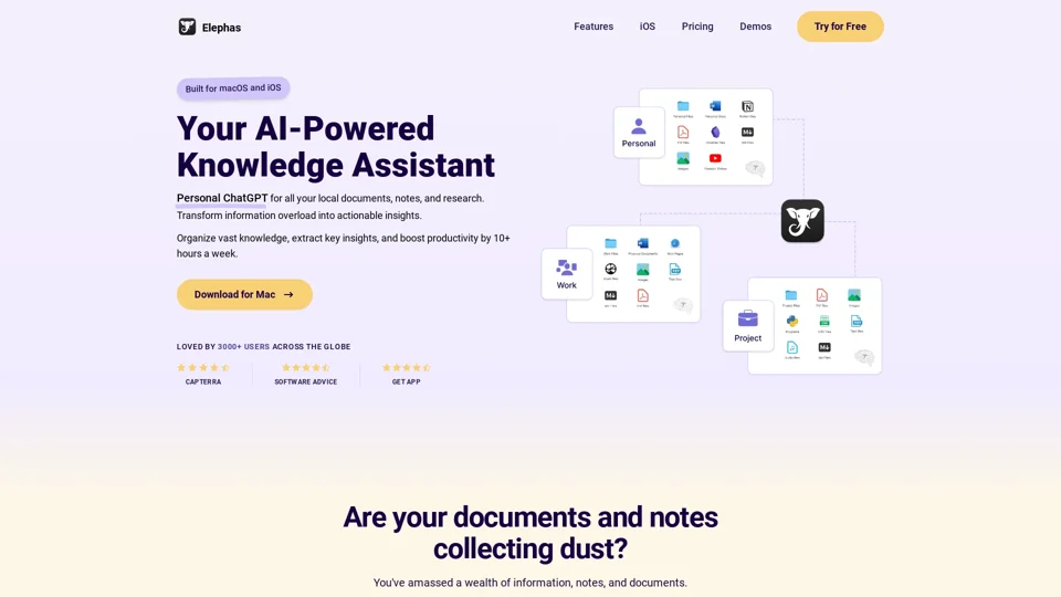 AI-Powered Personal Knowledge Assistant | Elephas App | Mac, iPhone, and iPad