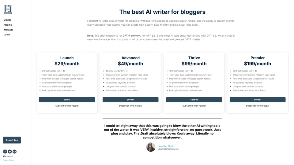 Pricing – FirstDraft AI