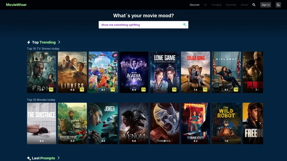 MovieWiser: AI enhanced movie & series recommendations based on your mood