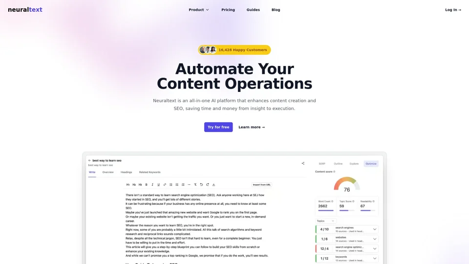 NeuralText - AI Writing Assistant and tools for SEO | neuraltext.com