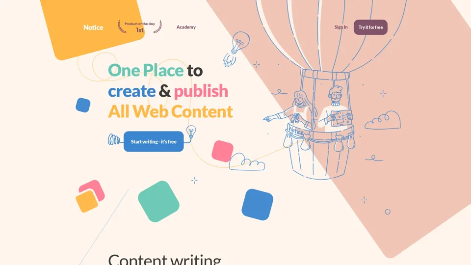 Create Blogs, Docs, Portfolios and much more • Notice