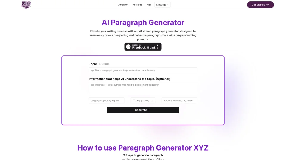 Paragraph Generator AI - Free & No login | XYZ