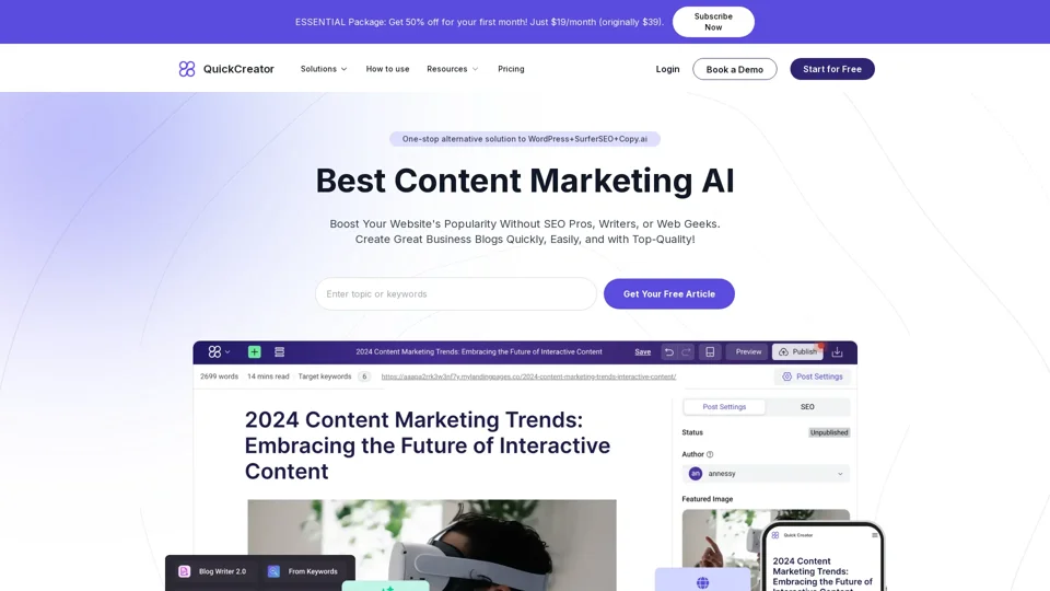 AI Content Marketing Platform | QuickCreator