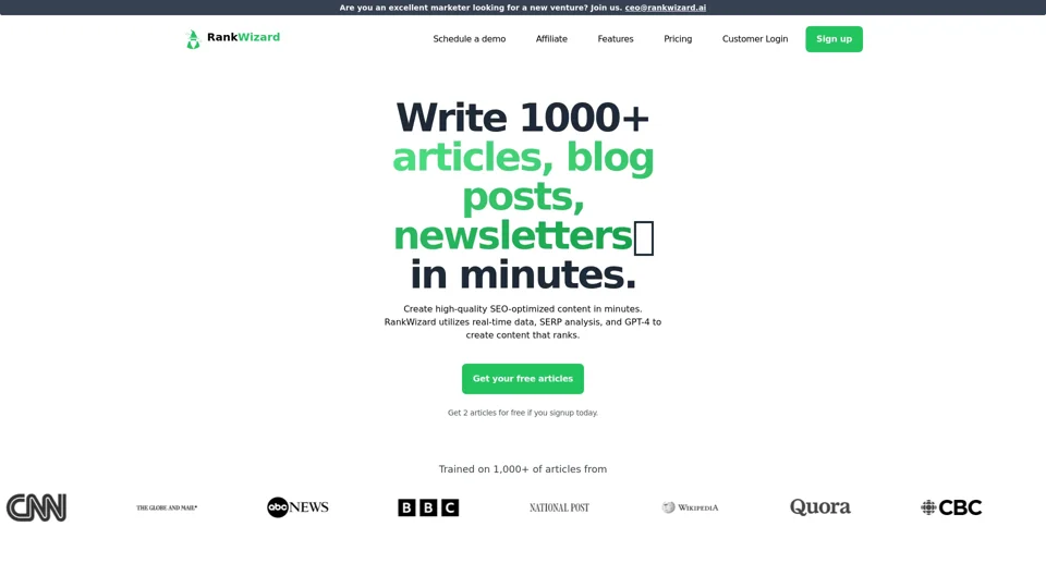 RankWizard - Write 1000+ blog posts in minutes