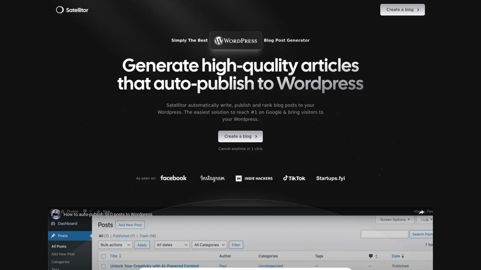The Best AI SEO Blog Post Generator for Wordpress - Satellitor