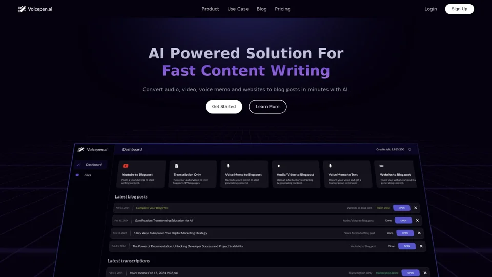 Voicepen - Audio to blog post