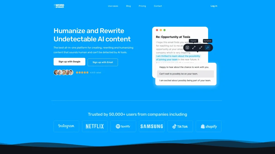 Word Spinner - The Best AI Humanizer, Rewriter & Copywriter