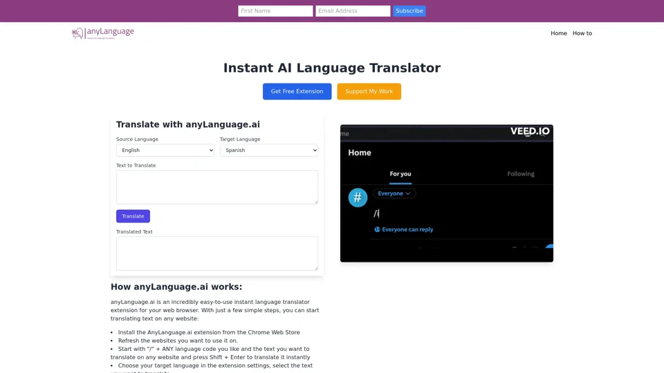 AnyLanguage.ai - Instant AI Language Translator Extension