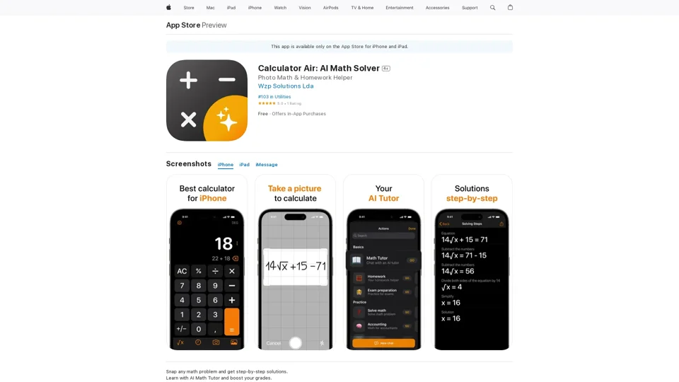 Calculator Air: AI Math Solver on the App Store
