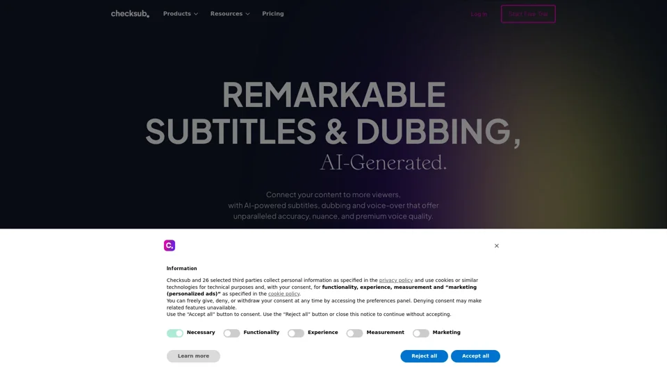 AI Subtitle Generator & AI Dubbing - Checksub