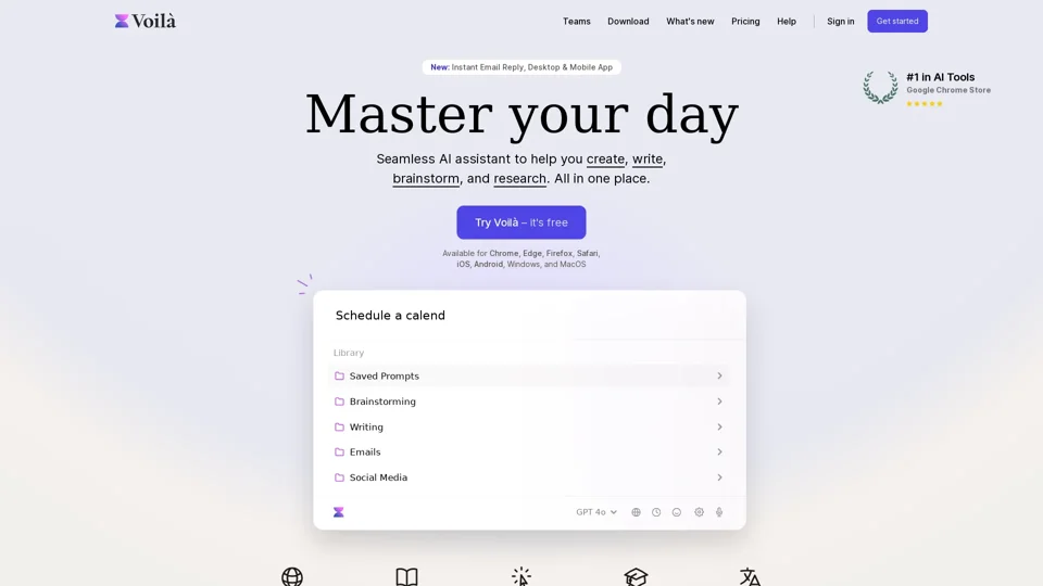 Voilà AI Assistant, Chat and Writer for maximum productivity