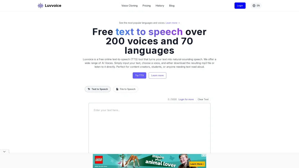 Luvvoice: Free Convert Text to Speech Online, No Word Limit