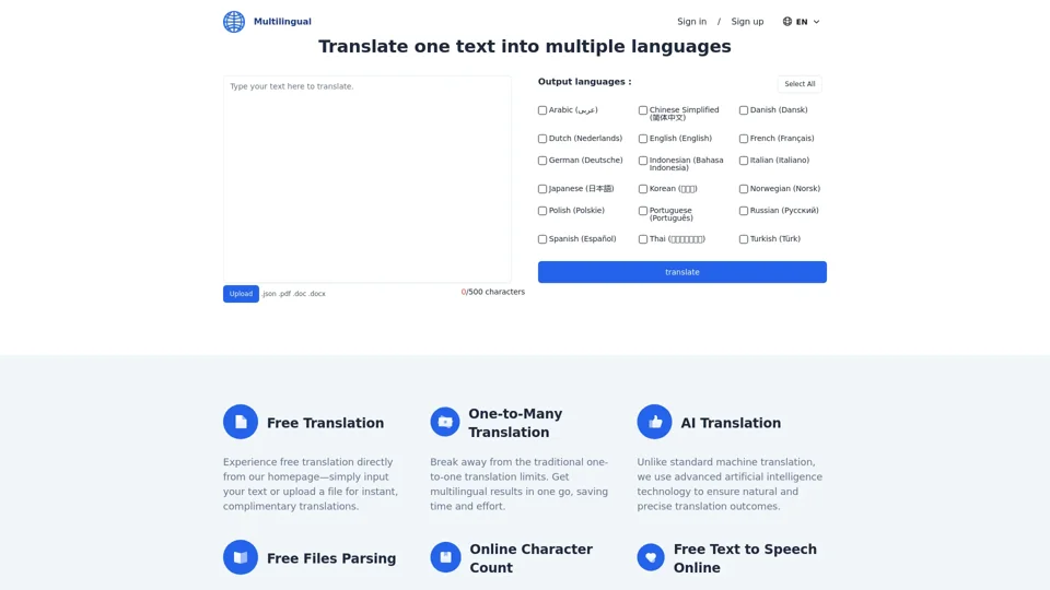 Free Multi-language Translation - Multilingual