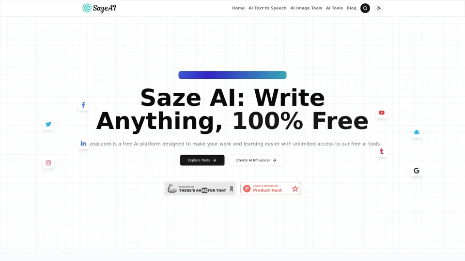Saze AI: Free AI Writing, Image Generation, and Creative Tools Hub