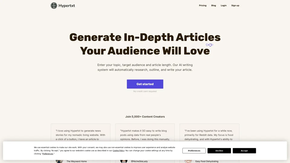 Hypertxt | Advanced AI Blog Writing Tool