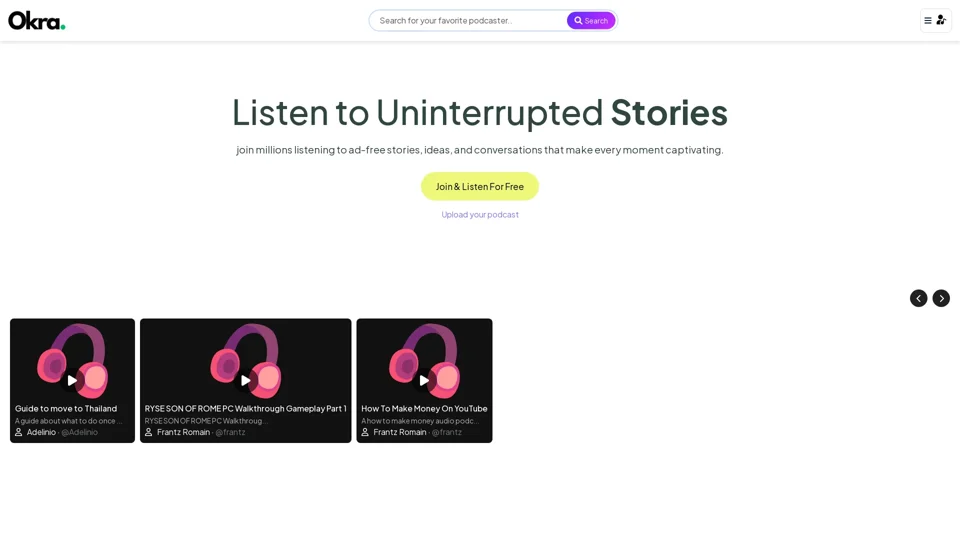 OKRA - Free & Ad-Free Podcast Platform for Creators and Listeners
