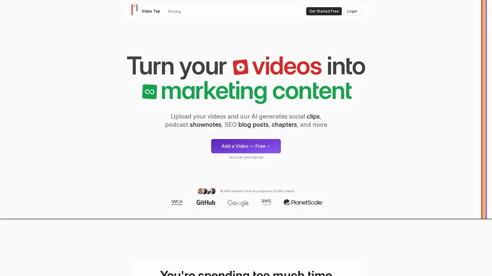 Video Tap - Transform videos into endless content