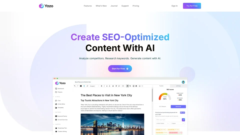 Yazo | AI Powered SEO & Content Marketing Platform