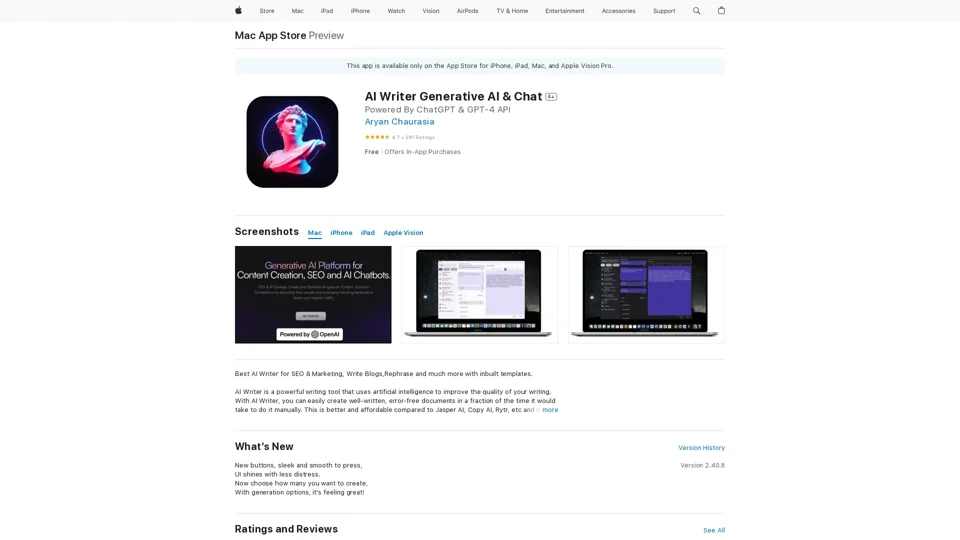 AI Writer Generative AI & Chat on the App Store