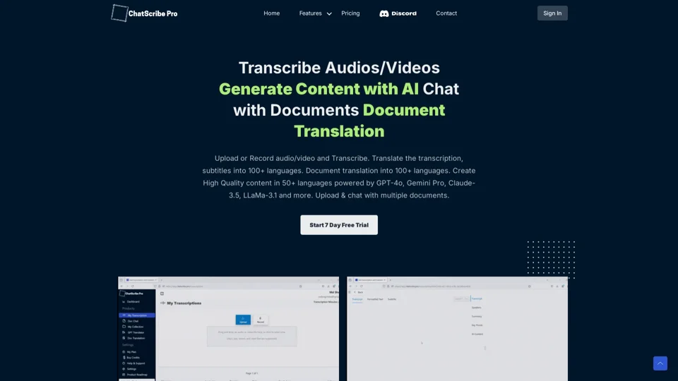 Best Transcription, Translation and Chat Service - ChatScribe Pro