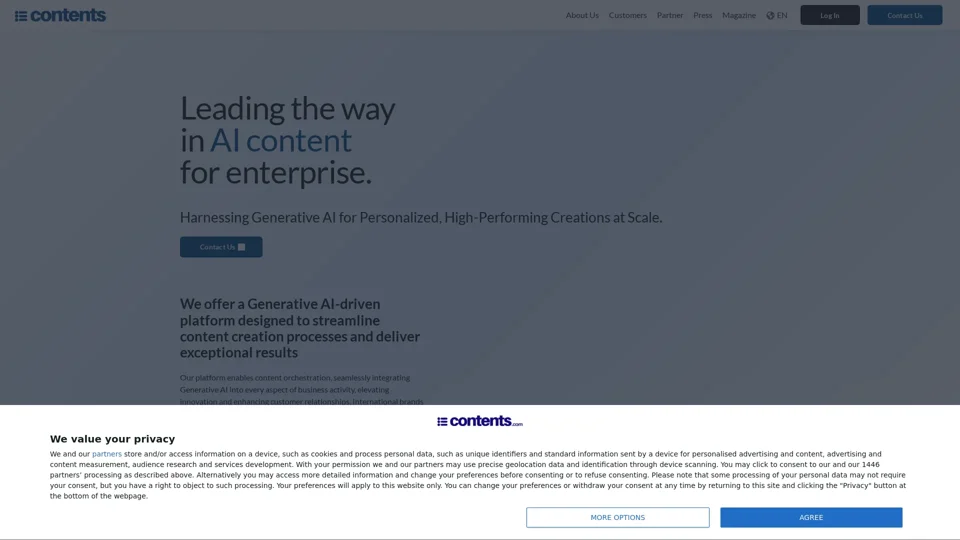 Contents - Leading the way in AI Content Creation for Enterprises