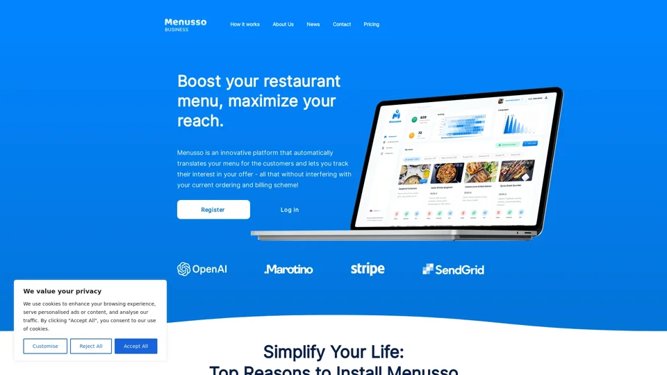 Menusso, the complete restaurant menu system